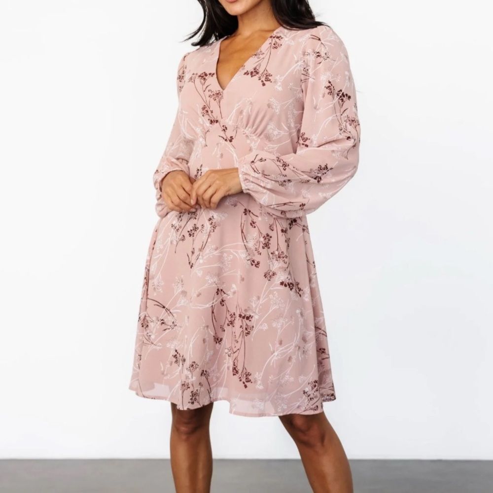 NWT Baltic Born Rosalind Dress Vintage Blush Pink Floral Long Sleeve Size Small